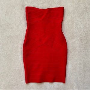 HOUSE OF CB/ Leyla Red Hot Bandage Strapless Dress
